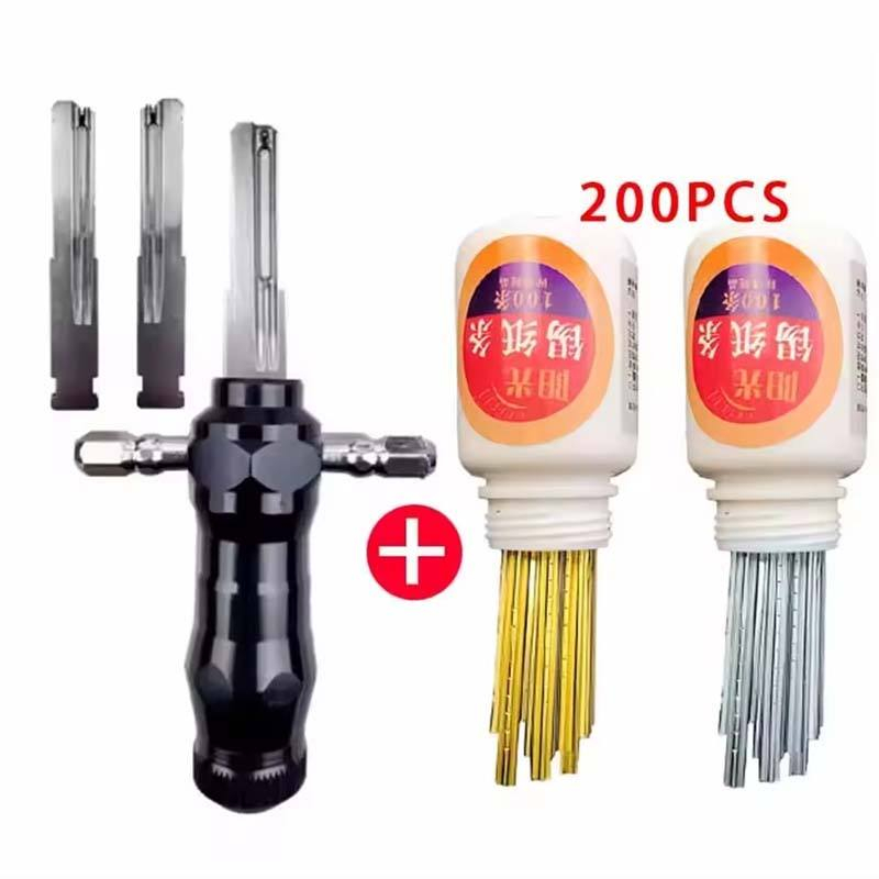 3 Heads Extreme Storm KABA Tool with 200PCS Sliver and Gold Color Foil Tin Strip for Mechanical Feedback Analysis Lock Pick Hook