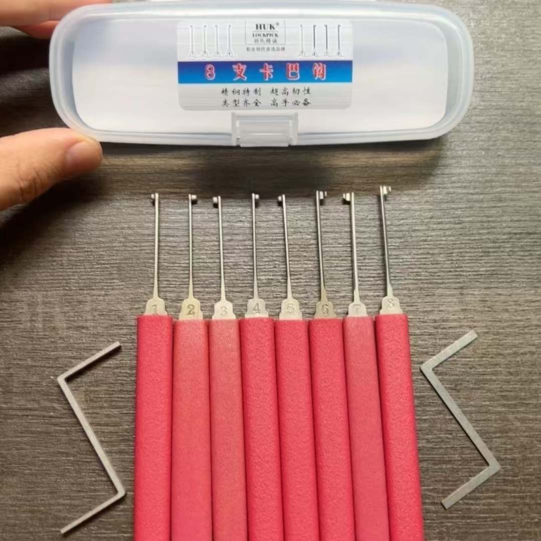 Genuine HUK Red Handle 8+2 Kaba Hook Multifunctional Set, Professional Beginner Practice Locksmith Maintenance Auxiliary Tools
