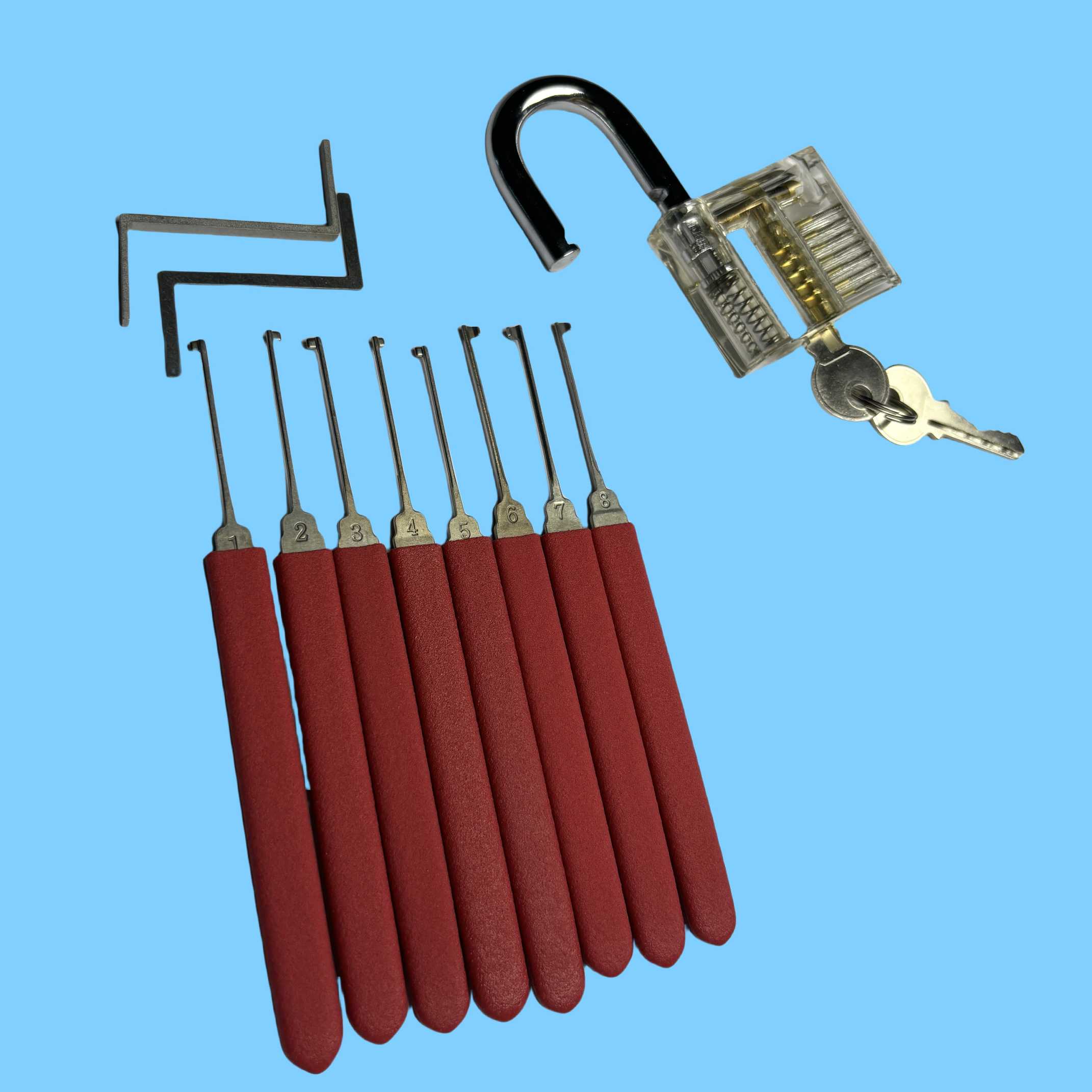 Genuine HUK Red Handle 8+2 Kaba Hook Multifunctional Set, Professional Beginner Practice Locksmith Maintenance Auxiliary Tools