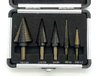 High quality titanium coated 5 pcs HSS step drill bit set in aluminum box