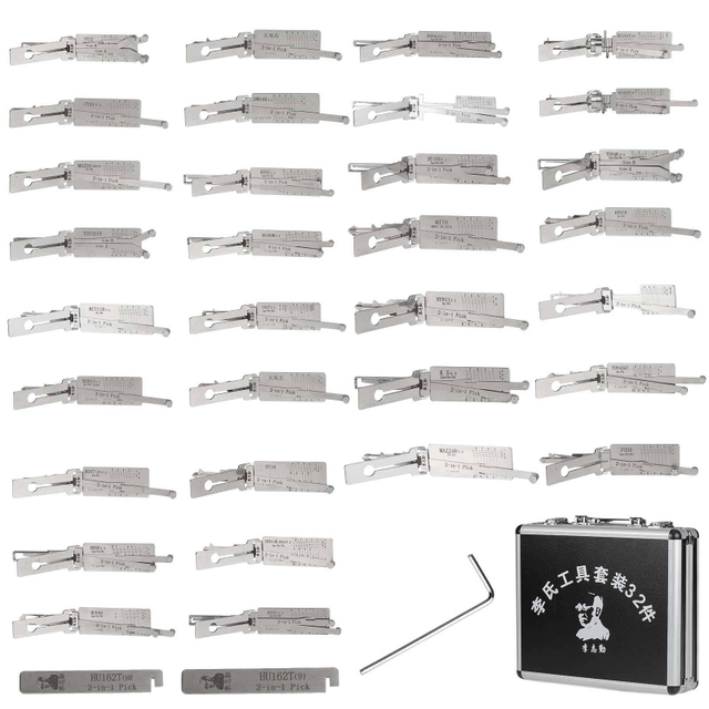 Original Lishi Tool 32 PCS 2-in-1 Set for Non-Destructive Lock Pick and Locksmith Applications