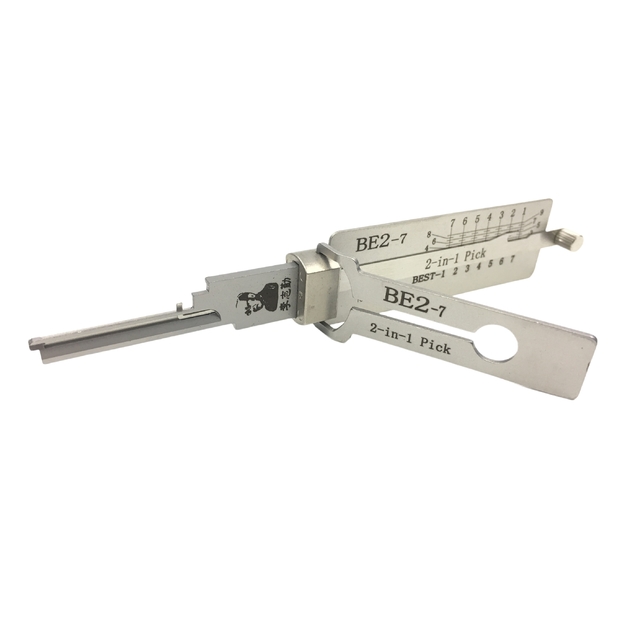 Lishi Tool 2-in-1 BE2-7 Model Corrosion-Resistant Decoder & Pick Locksmith Tool for Home Door