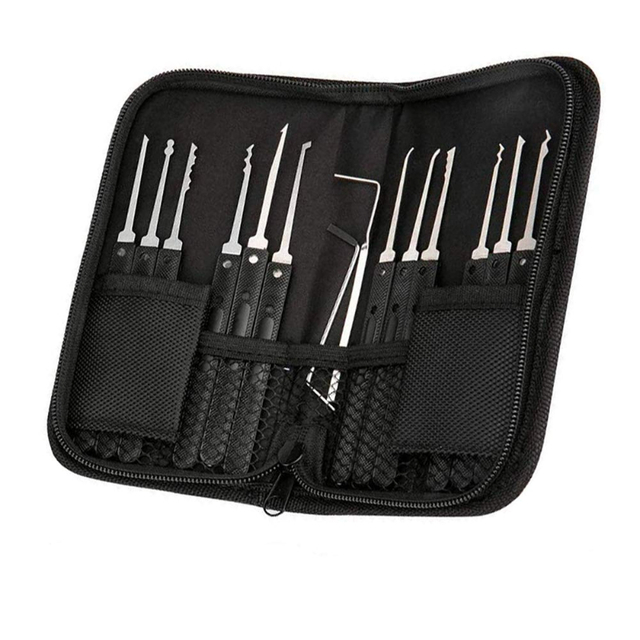 17 Pieces Lock Picking Set with Tension Practice for Beginner Professional Locksmith Tools