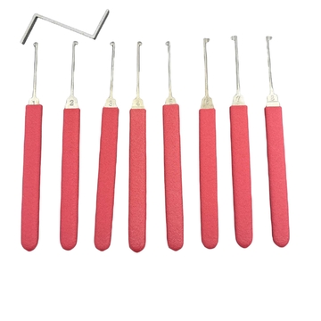 Genuine HUK Red Handle 8+2 Kaba Hook Multifunctional Set, Professional Beginner Practice Locksmith Maintenance Auxiliary Tools