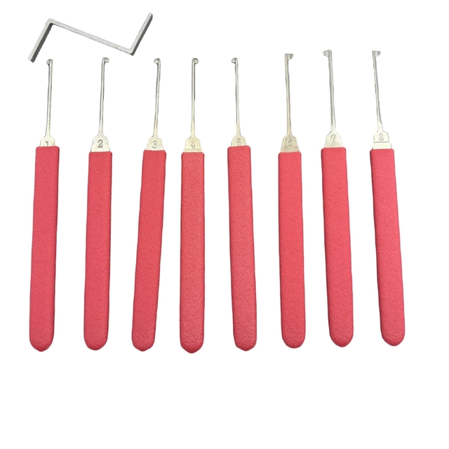 Genuine HUK Red Handle 8+2 Kaba Hook Multifunctional Set, Professional Beginner Practice Locksmith Maintenance Auxiliary Tools